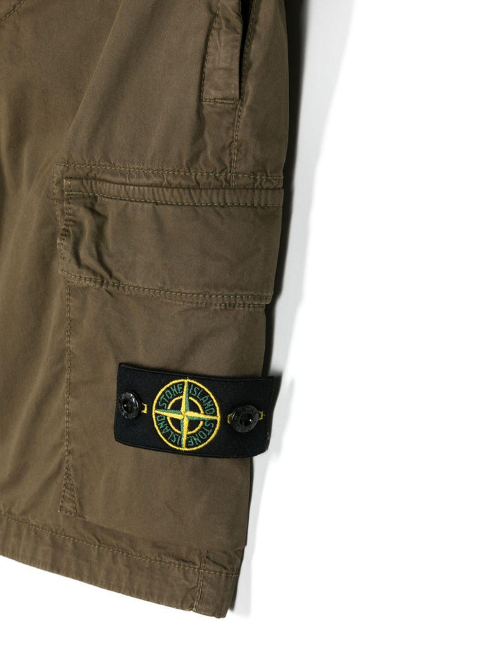Green Bermuda shorts for boys with logo