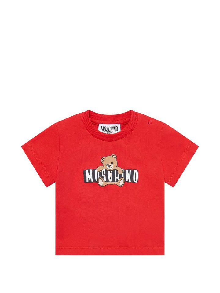 T-shirt rosso per neonato MUM04PLAA03 50109 Moschino Kids 