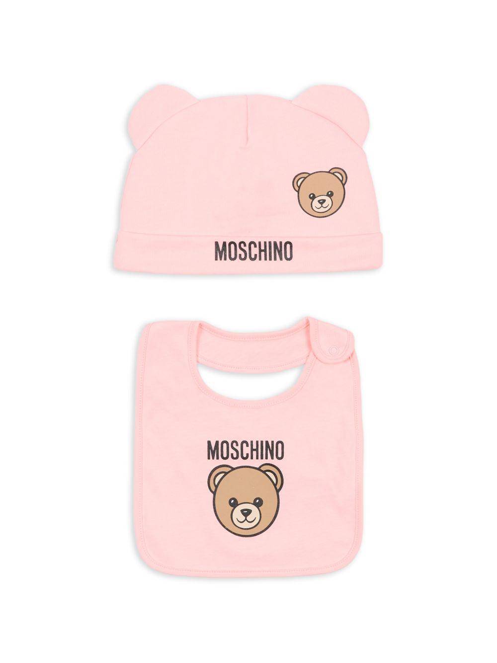 Kit cappello/bavetta rosa per neonata MUY099LCA19 50209 Moschino Kids 