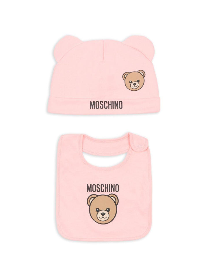 Kit cappello/bavetta rosa per neonata MUY099LCA19 50209 Moschino Kids 