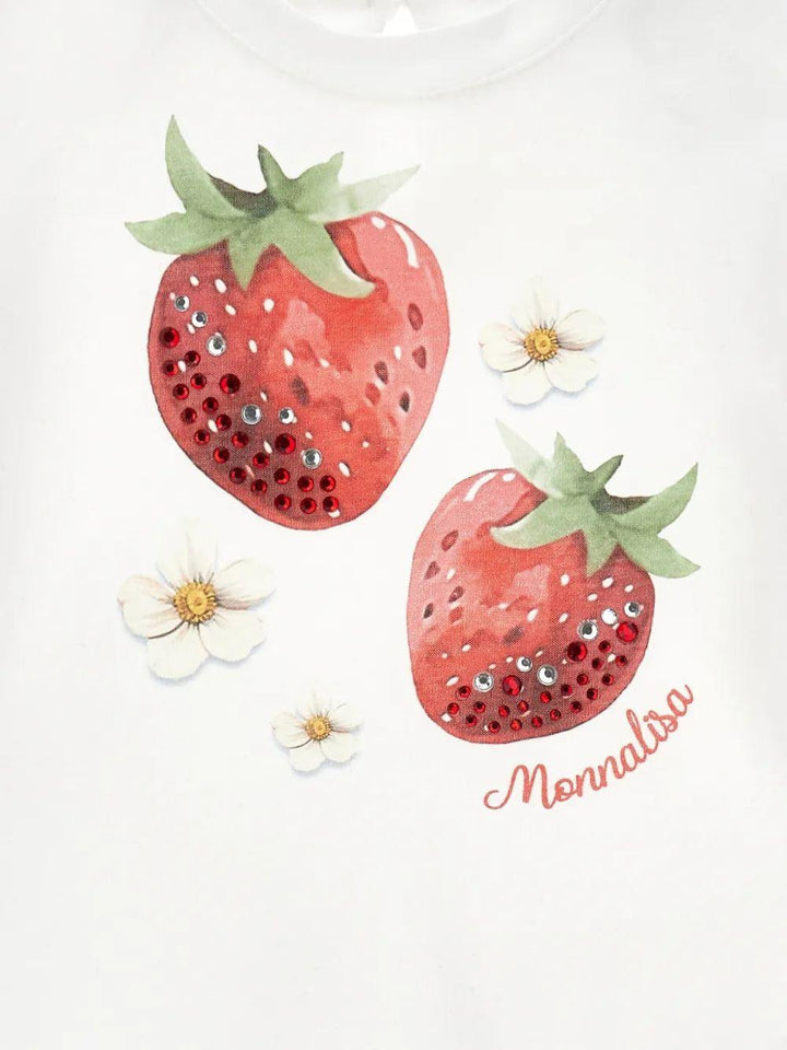 T-shirt bianca per bambina 39G6137002 0099 Monnalisa Kids 