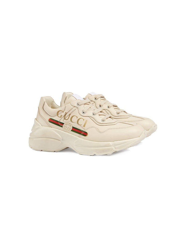 Sneakers crema per bambina con logo
