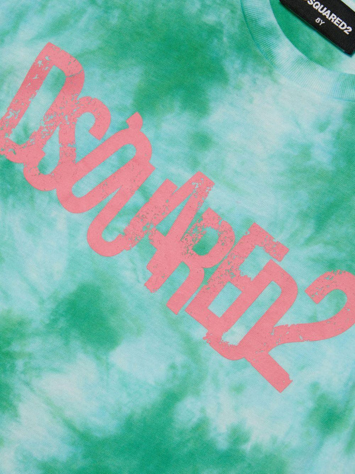 T-shirt verde per bambino con logo