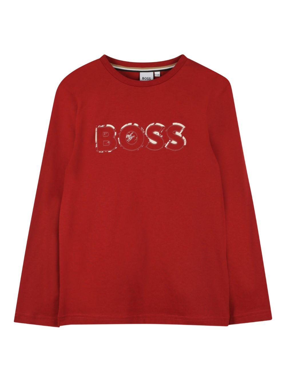 T-shirt rosso per bambino J52380 96D Boss Kids 