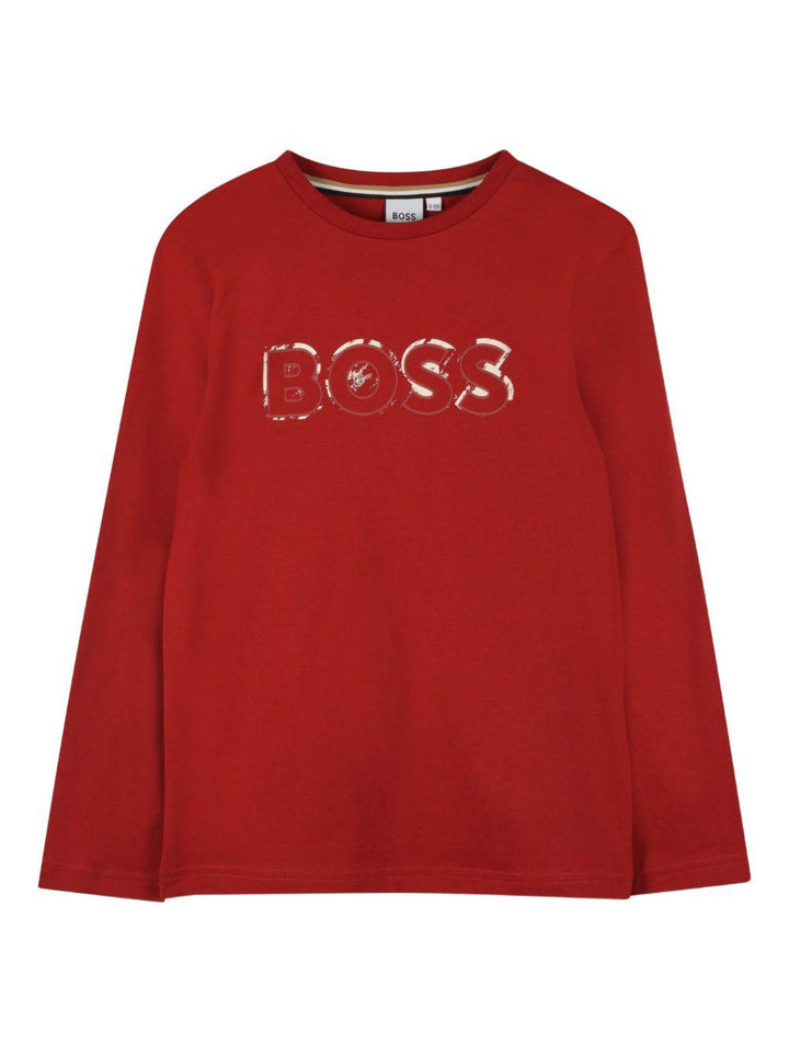 T-shirt rosso per bambino J52380 96D Boss Kids 