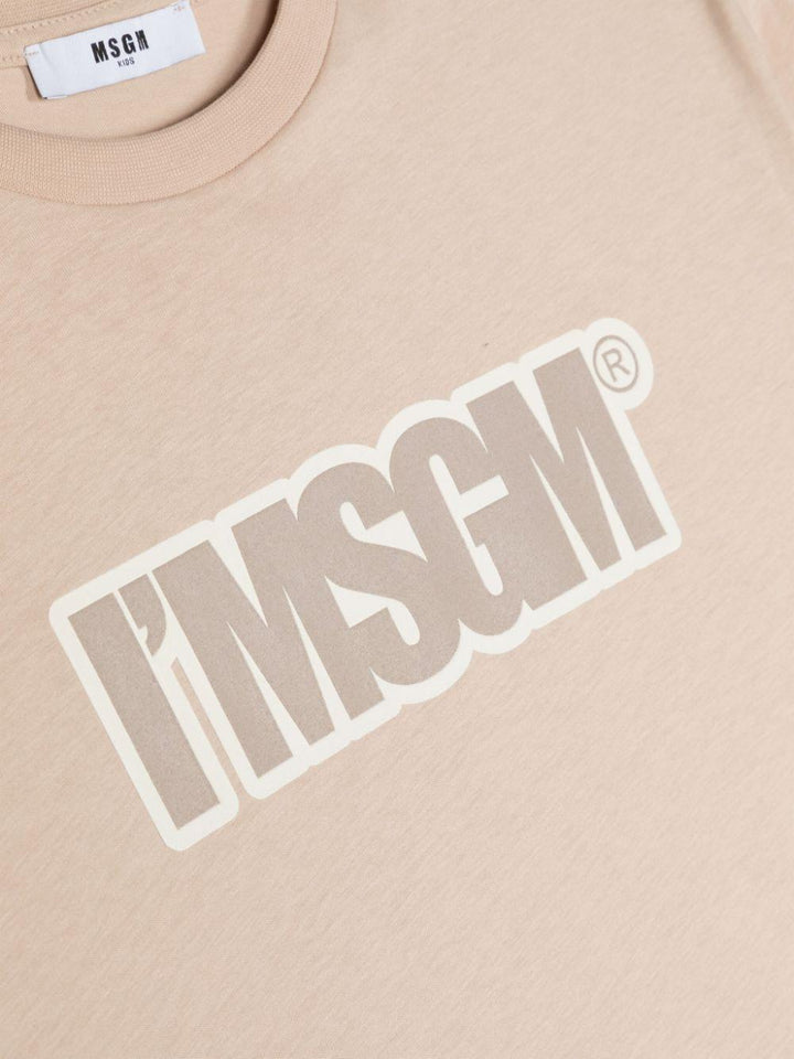 Beige t-shirt for boys with logo