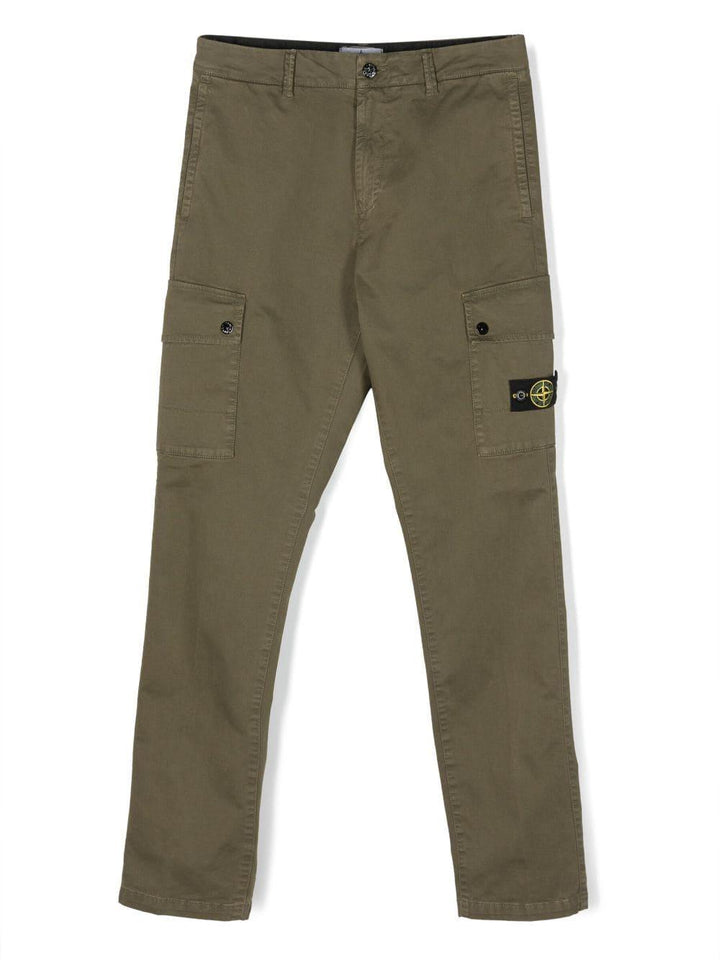 Pantalone cargo verde per bambino con logo