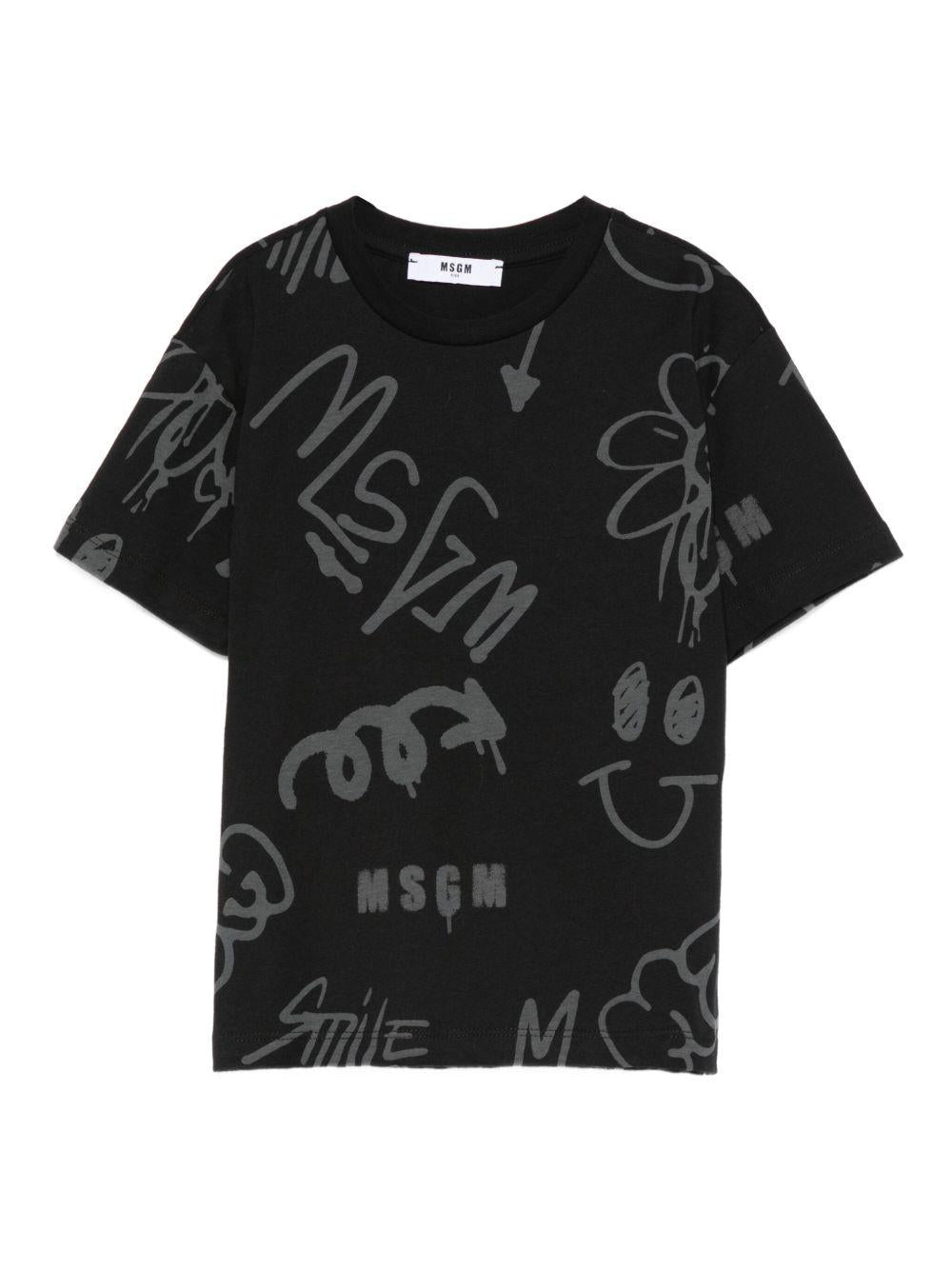 T-shirt nero per bambino F5MSJBTH244 110 Msgm Kids 