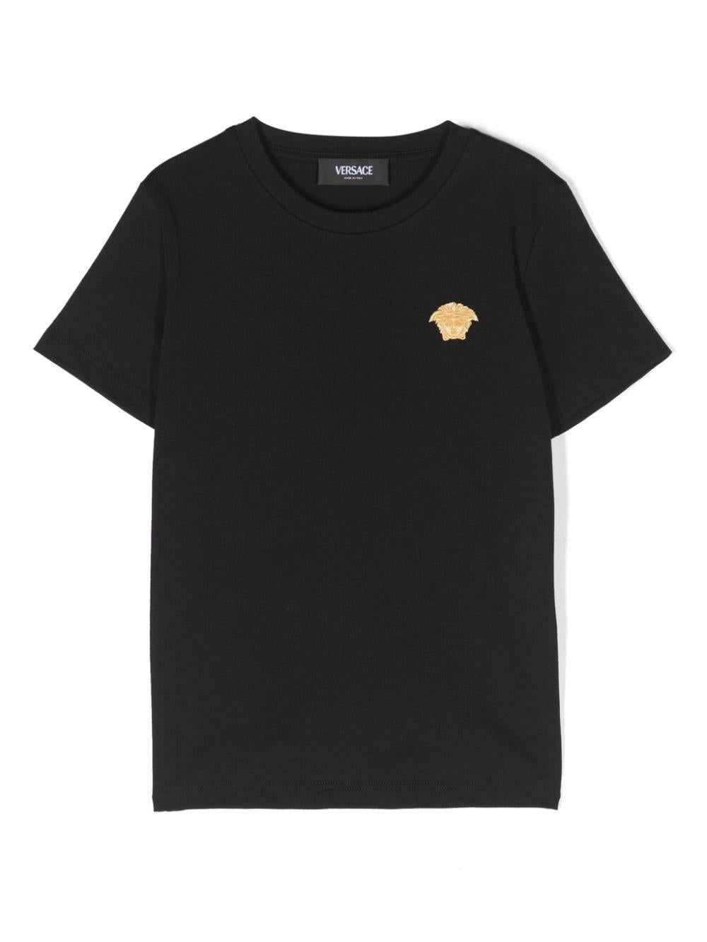 T-shirt unisex nera con logo 'Medusa' 10001291A10178 2B130 Versace Kids 