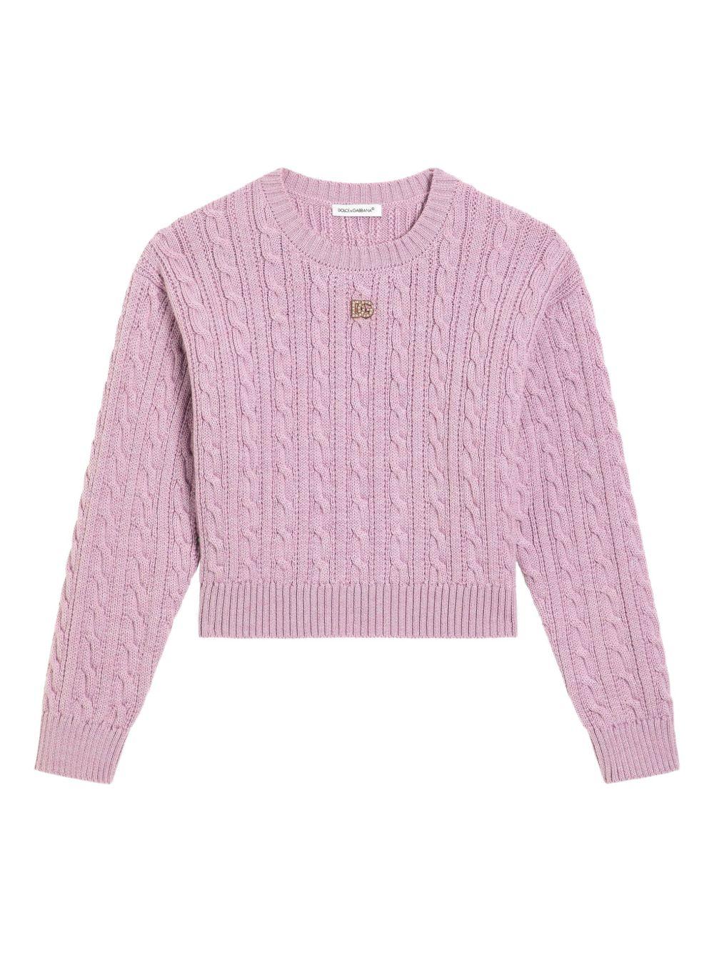 Maglione viola per bambina L5KWK5JDVDJ F3904 Dolce & Gabbana Kids 