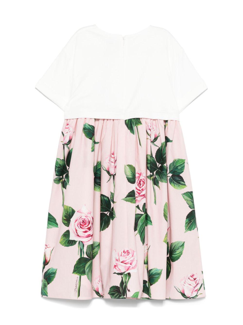 Abito rosa cipria/bianco per bambina