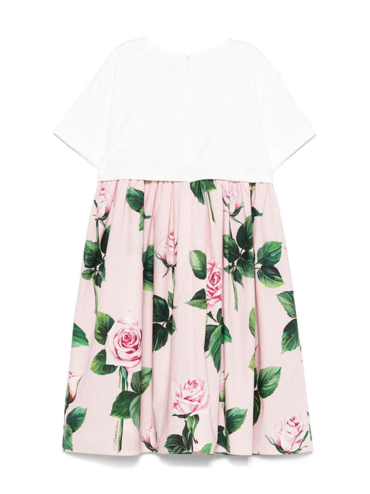 Abito rosa cipria/bianco per bambina