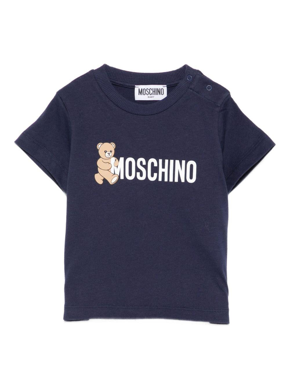 T- shirt blu navy per neonato MRM047LAA34 40016 Moschino Kids 
