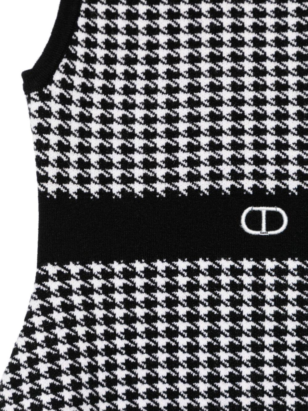 Black/white dress for girls with logo