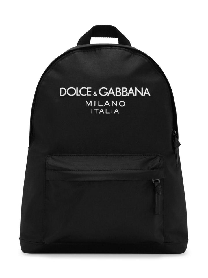 Black backpack for children with logo