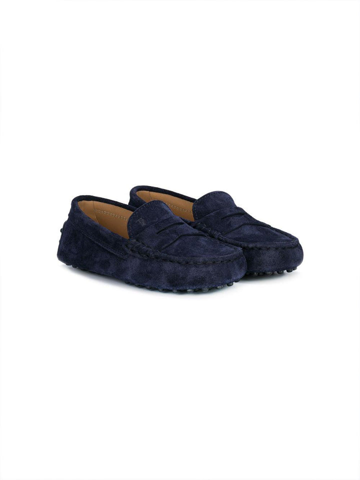Mocassini blu per bambino in pelle