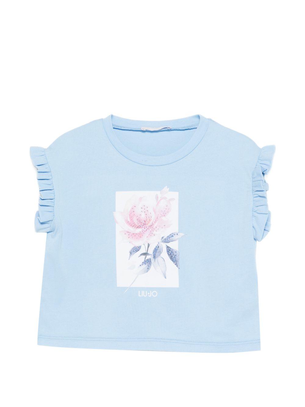 T- shirt azzurro per neonata KA6016JS003 P9341 Liu Jo 