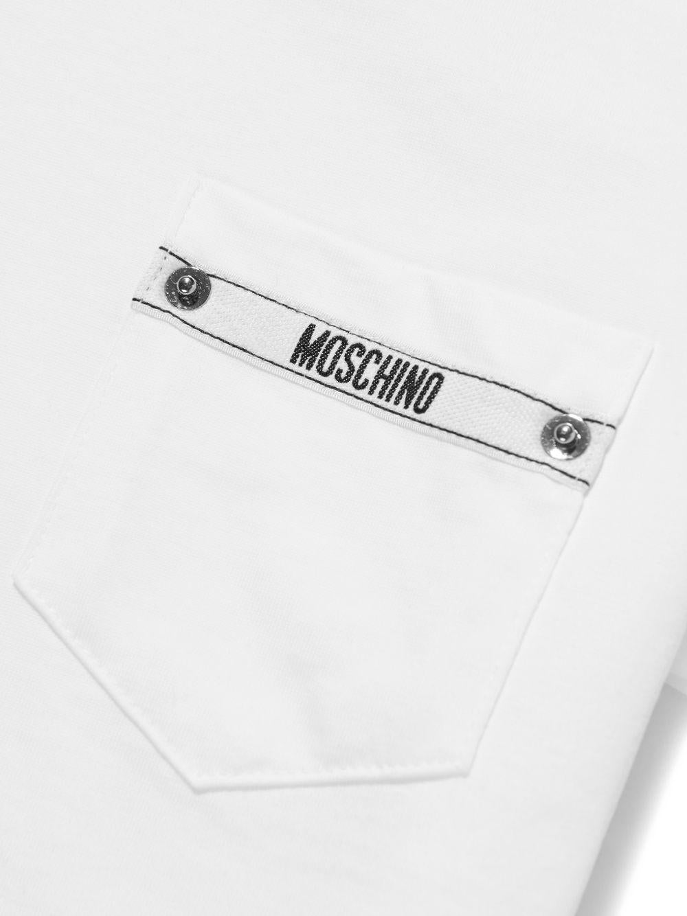 T-shirt bianco per bambino HUM05MLAA01 10101 Moschino Kids 