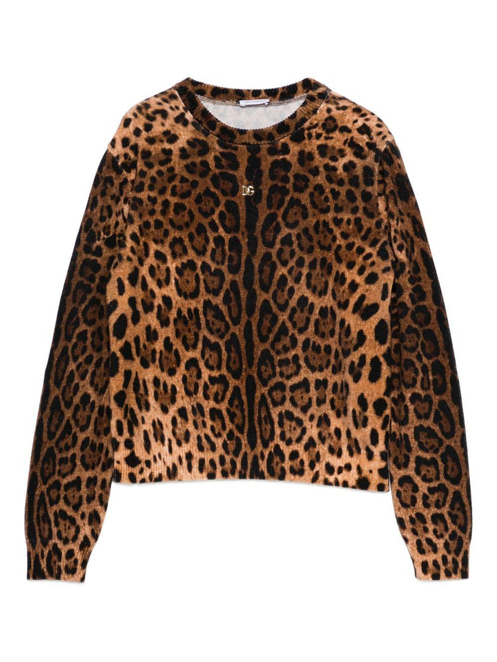 Cardigan leopardato marrone con bambina L5KWK5JDVDT HY13M Dolce & Gabbana Kids 