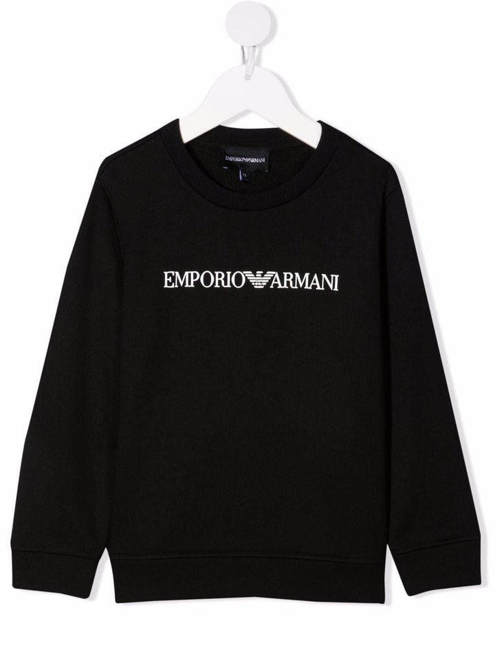 Black cotton blend sweatshirt for boys