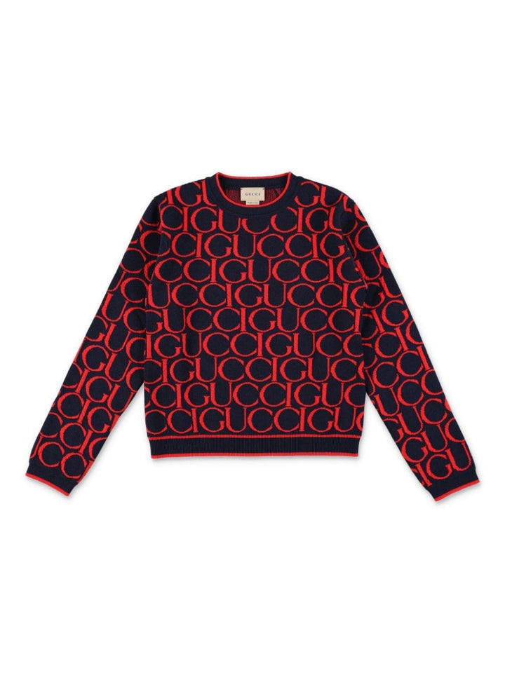 Maglione blu navy/rosso per bambino 793234XKD6I 4025 Gucci Kids 