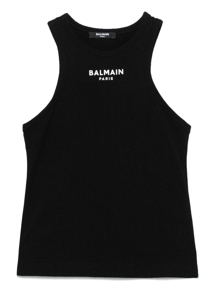 T-shirt nera per bambina con logo