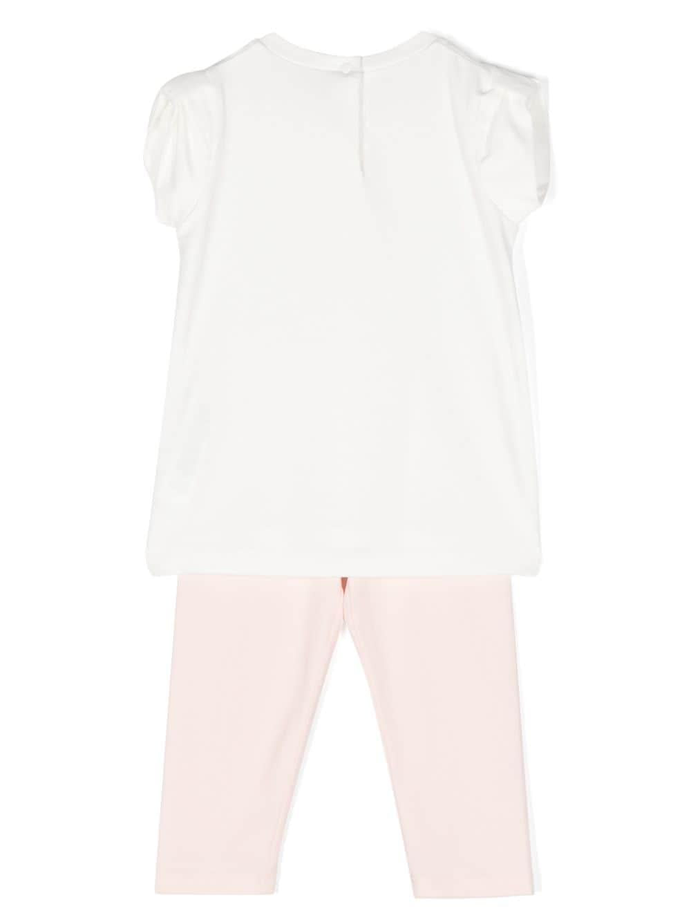 Completo sportivo bianco e rosa per neonata