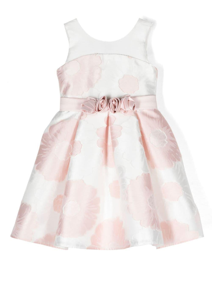 White and pink satin dress for girls