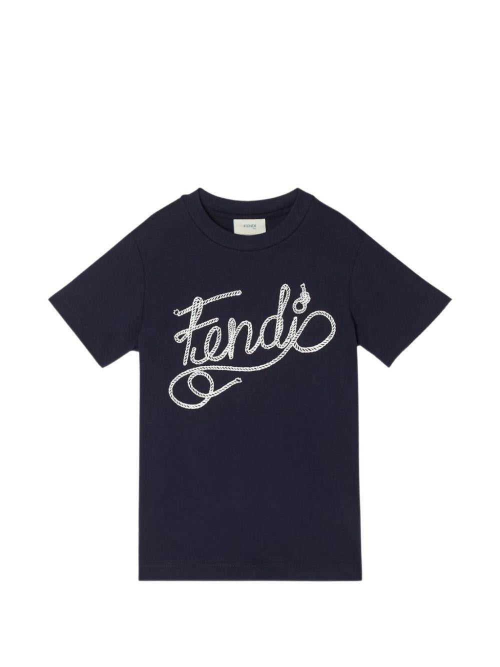 T-shirt blu per bambino JMI5197AJ F1I11 Fendi Kids 