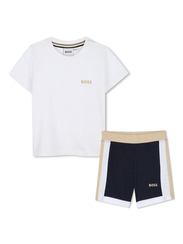 Completo sportivo bianco/blu/beige per neonato