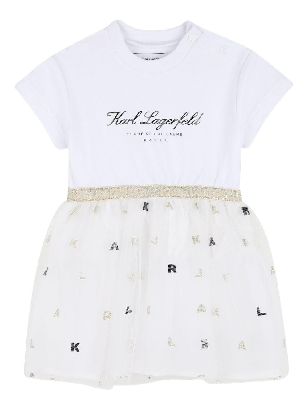 Abito bianco/nero/oro per neonata Z31043 N01 Karl Lagerfeld Kids 