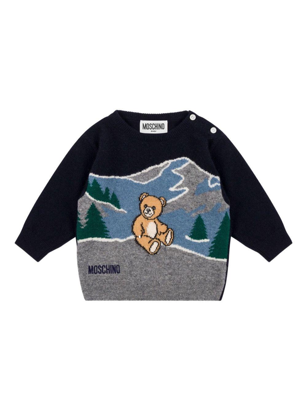 Maglione grigio/nero per neonato M6W00JLHE80 40016 Moschino Kids 