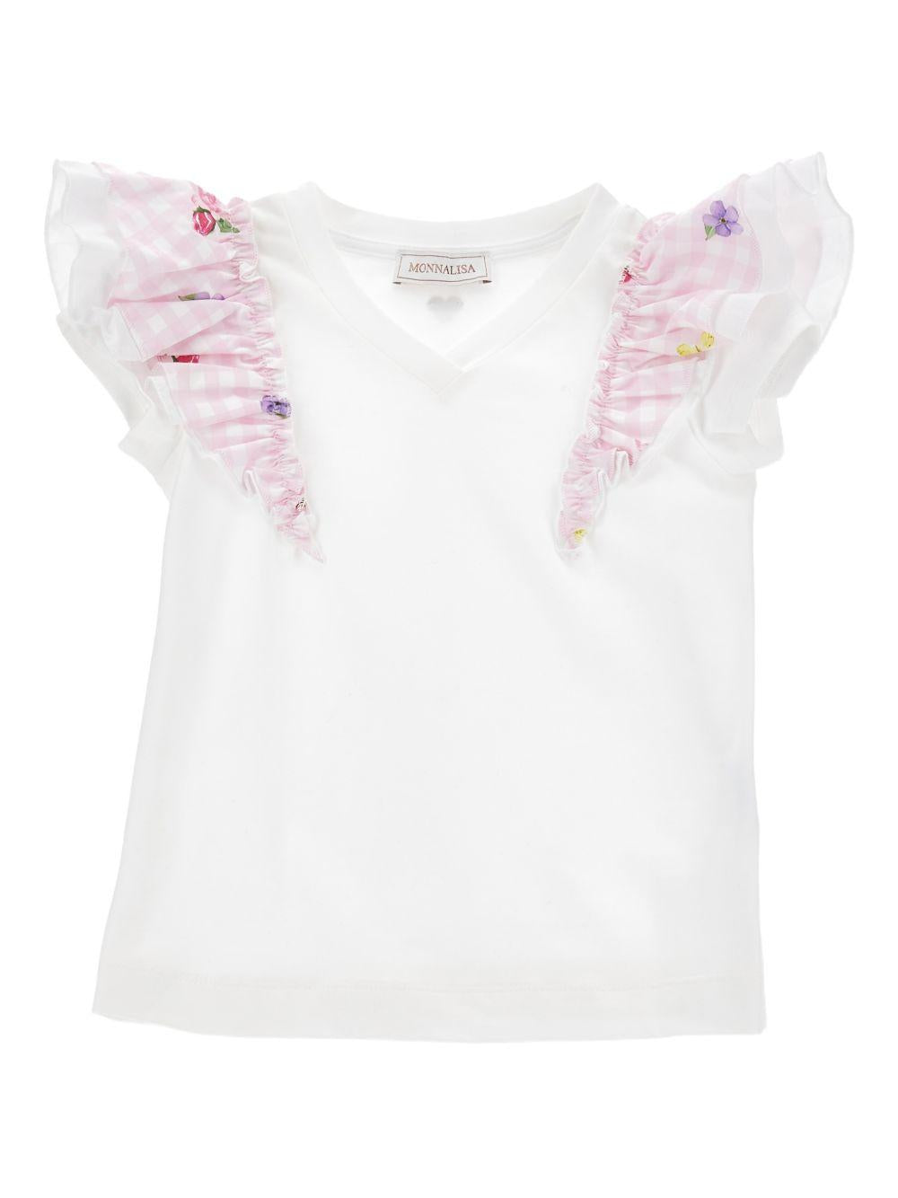 T-shirt bianca per bambina 11G6047201 9990 Monnalisa Kids 