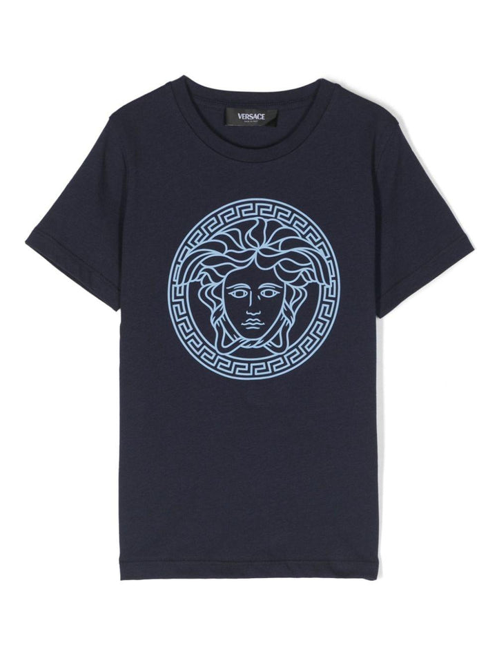 T-shirt blu per bambino con stampa