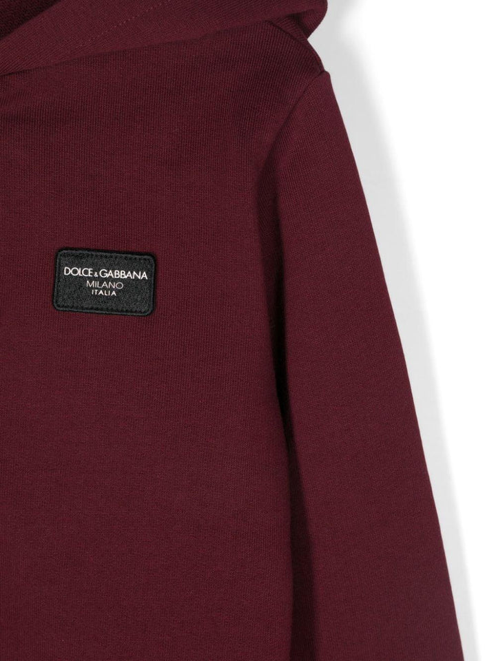 Burgundy red sweatshirt for kids with logo