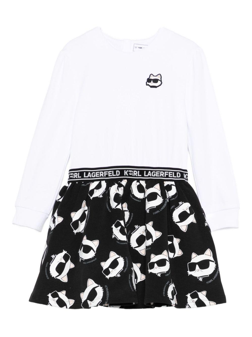 Abito bianco/nero per bambina Z30659K N50 Karl Lagerfeld Kids 