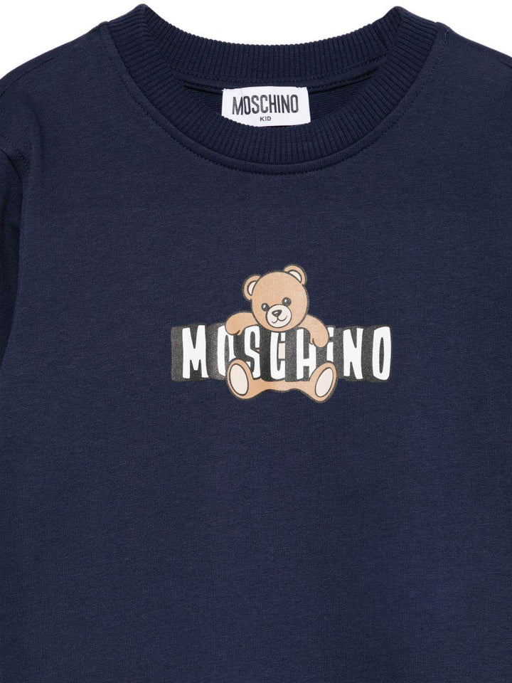 Felpa blu per bambino HUF09ULCA19 40016 Moschino Kids 