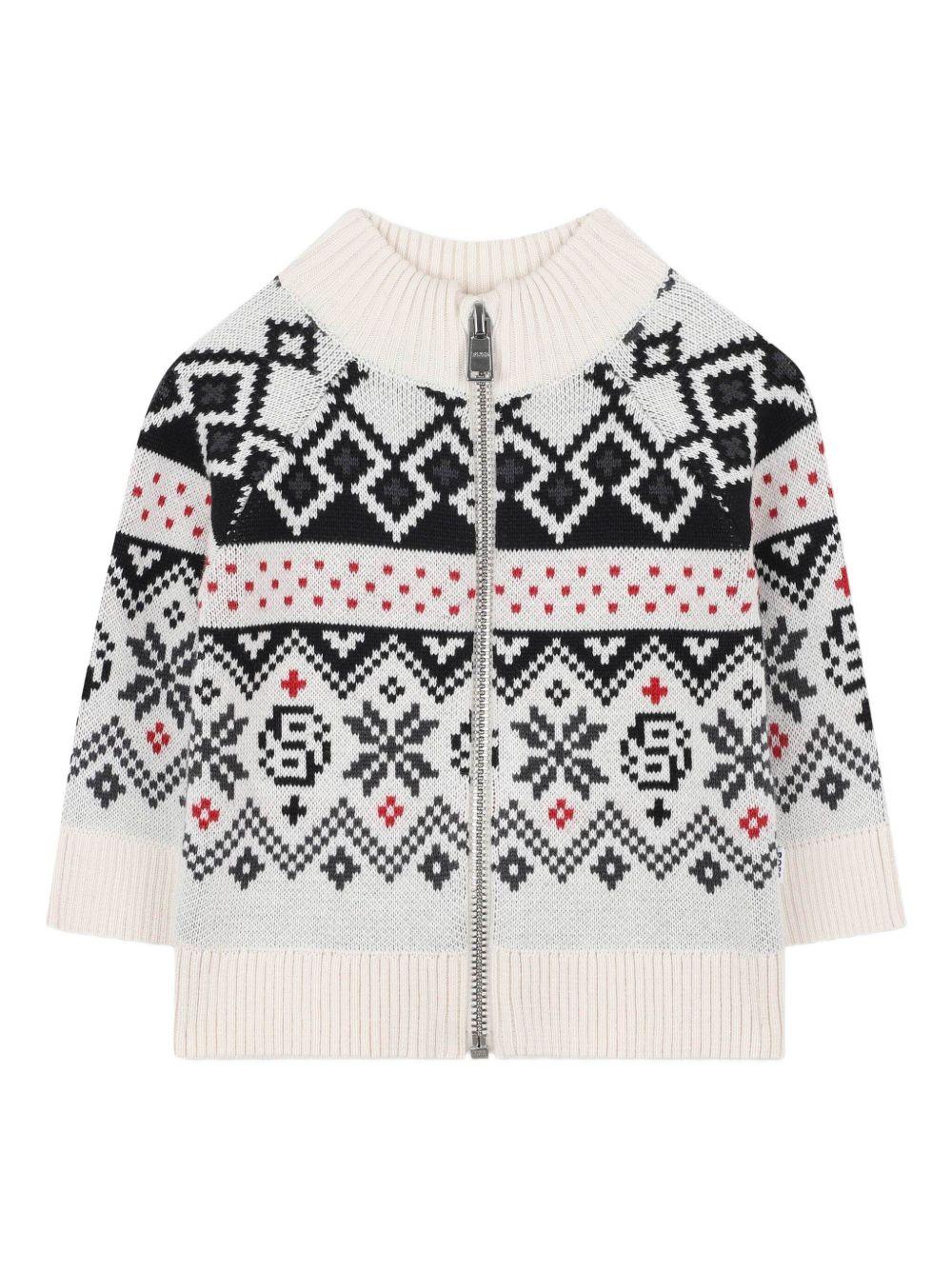 Cardigan bianca/multicolor per neonato J52437 21C Boss Kids 