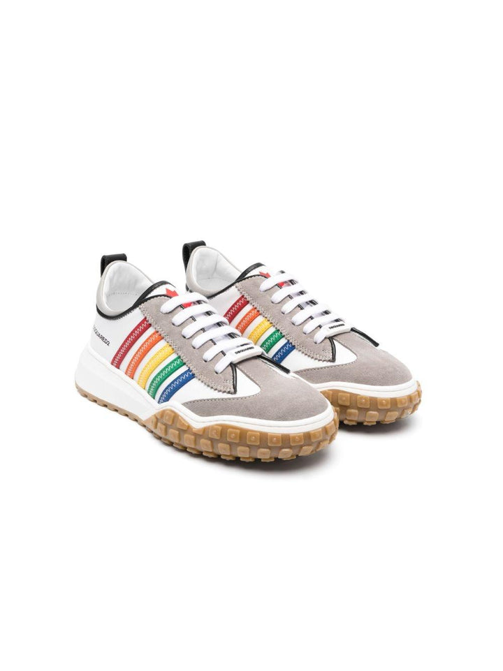 Sneakers bianche e multicolore per bambino in pelle