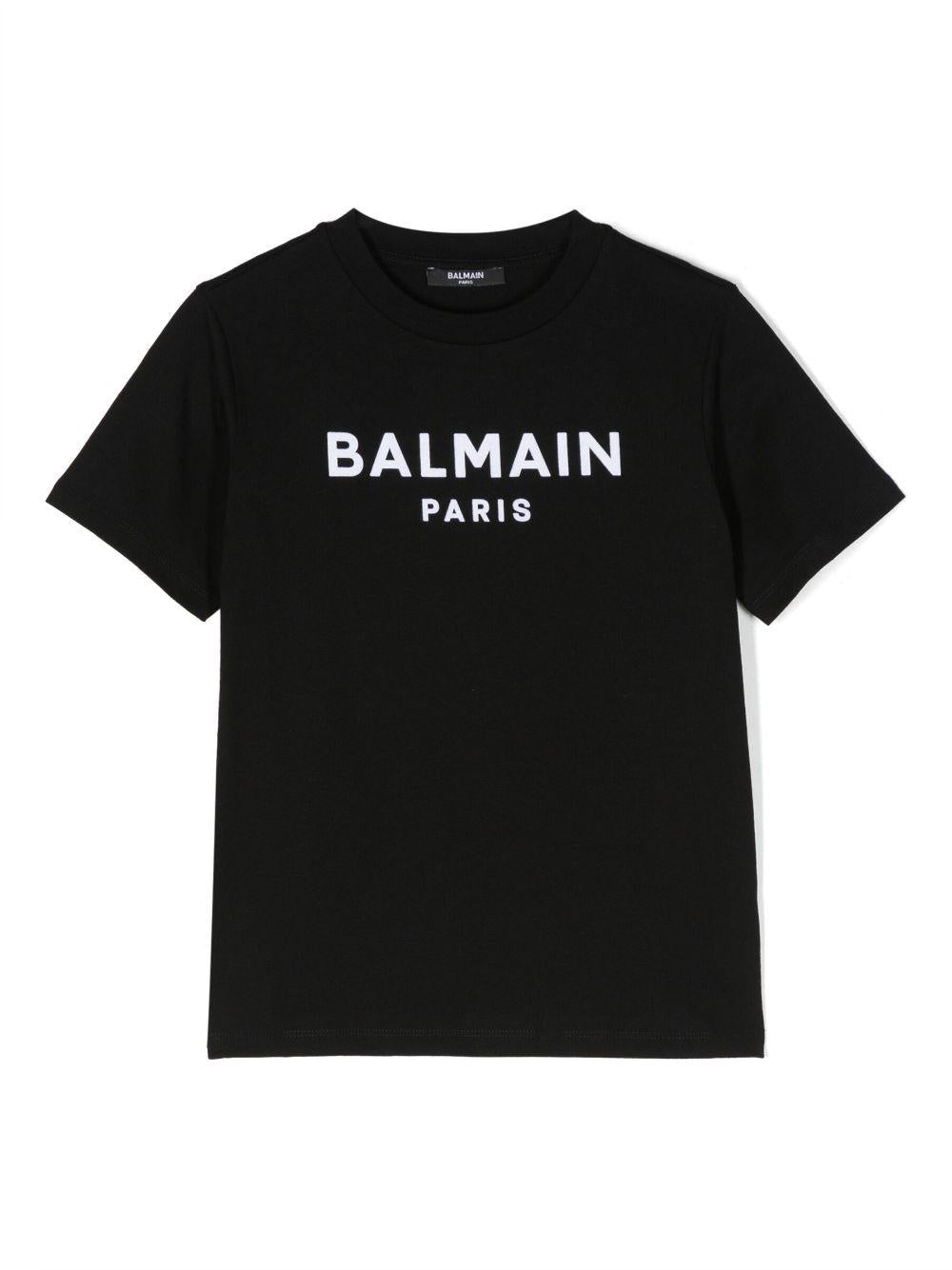 T-shirt nera per bambini con logo bianco