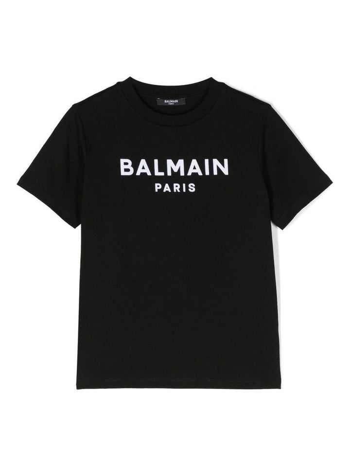 T-shirt nera per bambini con logo bianco