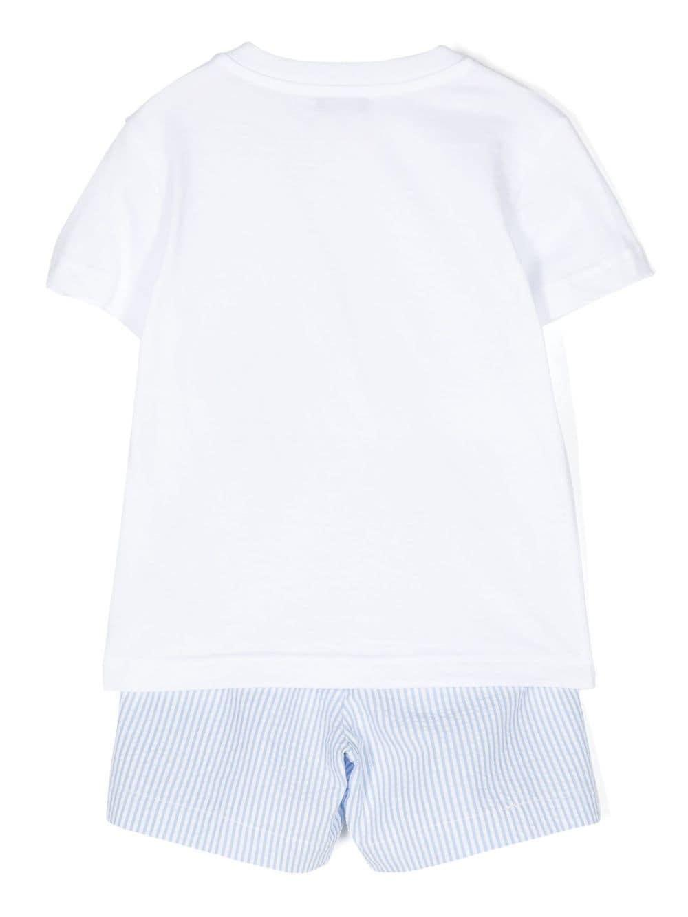 White and light blue sports outfit for newborns