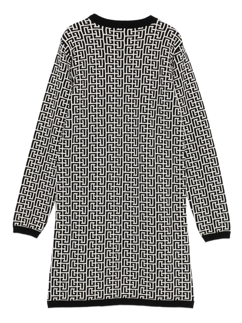 Abito monogramma avorio/nero per bambina