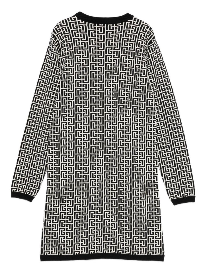 Abito monogramma avorio/nero per bambina