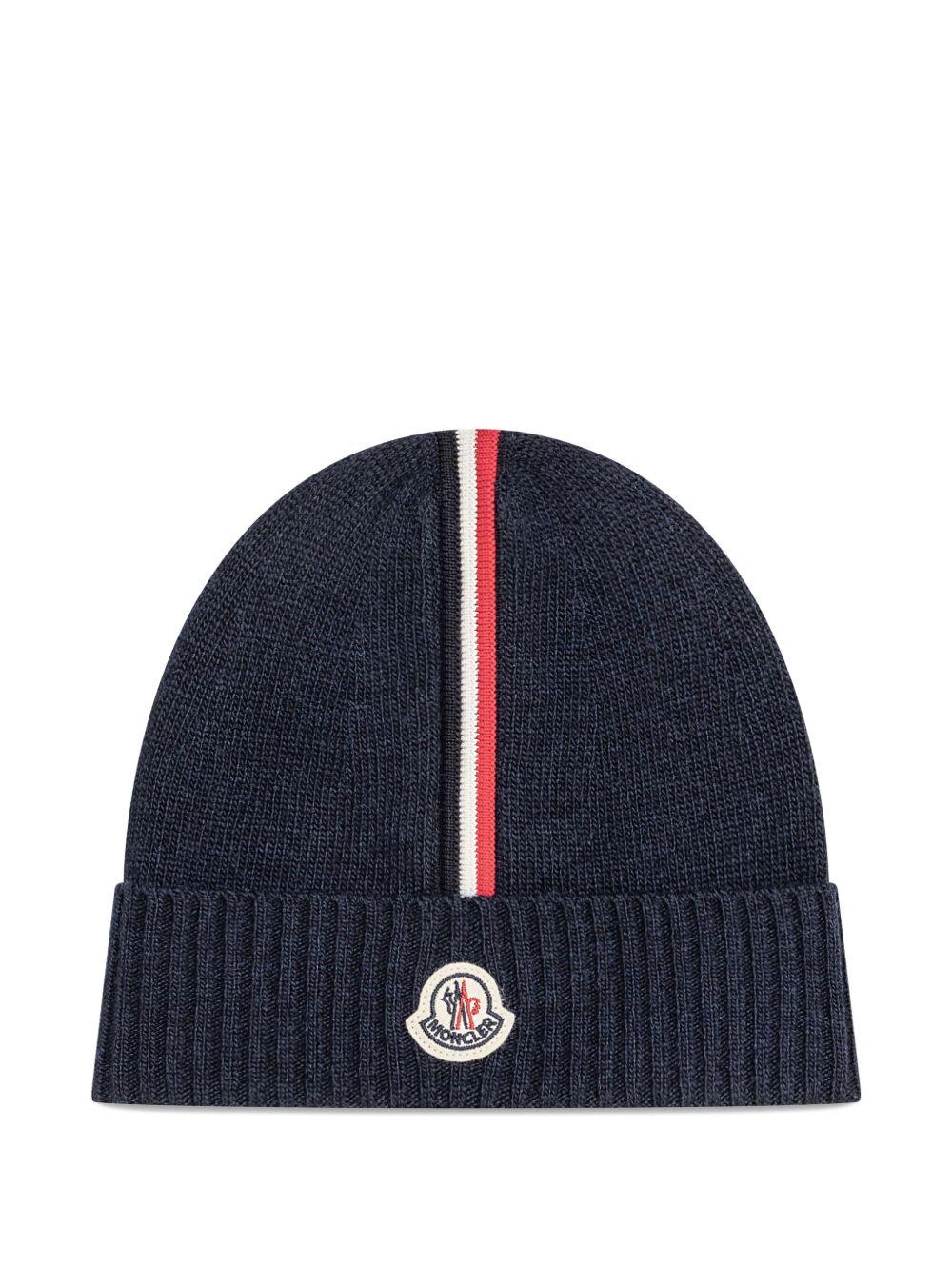 Cappello in cotone blu navy per bambino 9543B00001M1241 745 Moncler Kids 