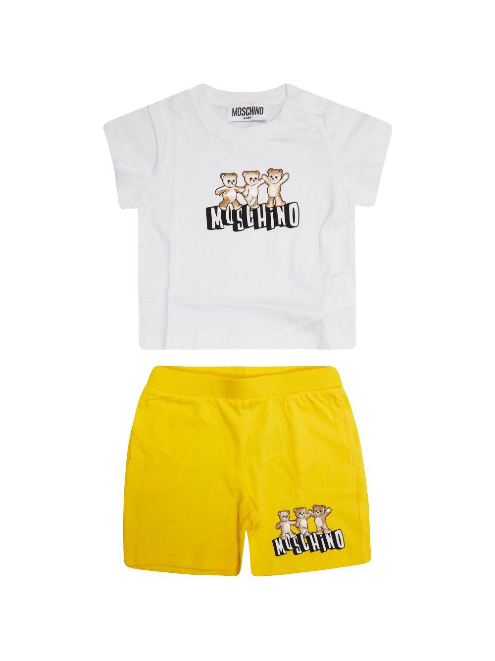 Completo bianco/giallo per neonato MXG00MLAA17 82673 Moschino Kids 