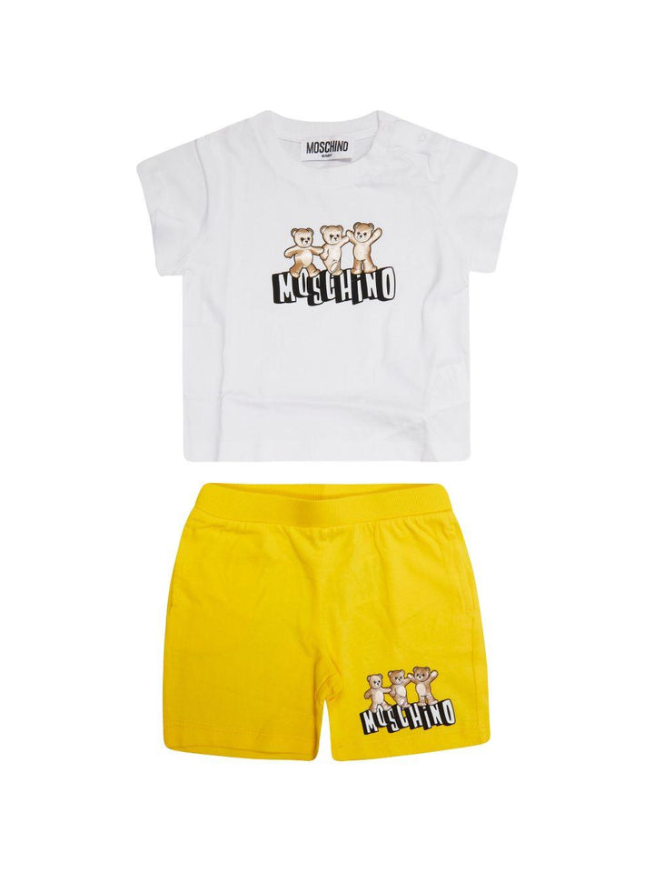 Completo bianco/giallo per neonato MXG00MLAA17 82673 Moschino Kids 