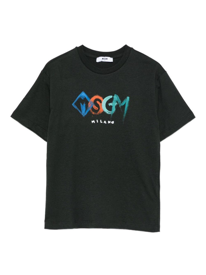 T-shirt nera per bambino F5MSJBTH249 MS040 Msgm Kids 