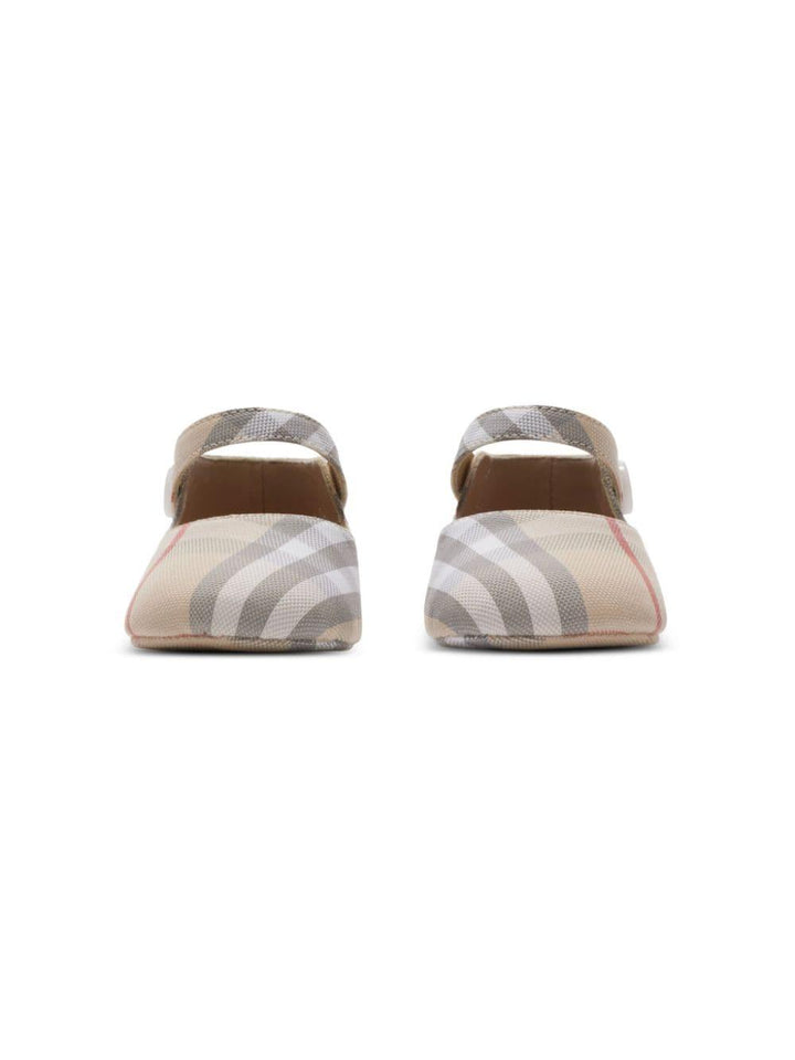 Ballerina 'Mary Jane' per neonata in cotone beige 8090482 A2205 Burberry Kids 