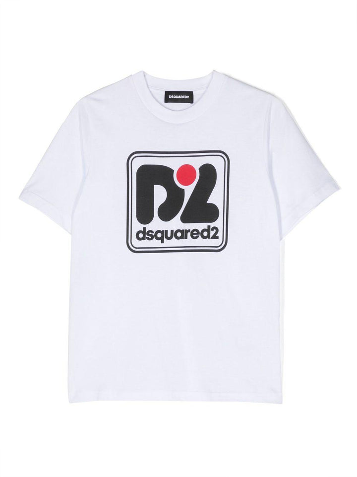 White t-shirt for boys with logo